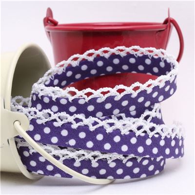 Crochet Edge - Purple/White Spot